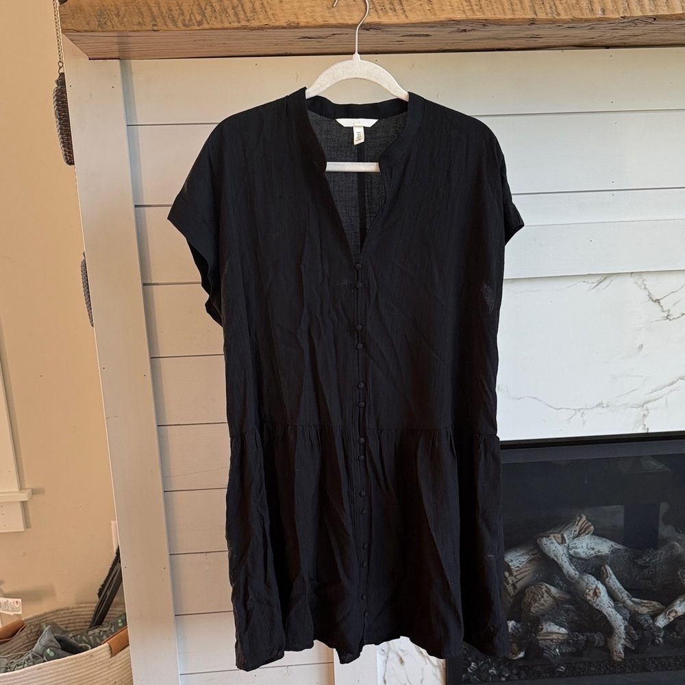 H&M Black Button-Down Mini Dress